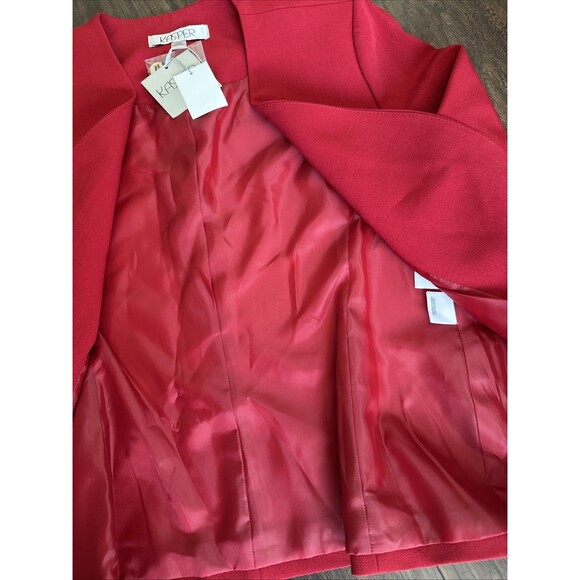 Kasper Women's Cuffed Open-Front Collarless Formal Jacket Blazer Fire Red 6P - Picture 7 of 7